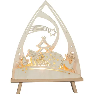 SAICO Original LED Schwibbogen »Dekoleuchte-Spitze, Weihnachtsmann und Geschenkesack« inkl. LED-Leuchtmittel, warmweiß, BxHxT: 30x38,5x6 cm