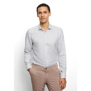 Langarmhemd OLYMP "Level Five", Herren, Gr. 43, N-Gr, braun, Web, Obermaterial: 100% Baumwolle, kariert, normal, 2-Knopf-Manschette, Hemden Langarmhemd, Businesshemd, body fit, Royal Kentkragen, Karomuster