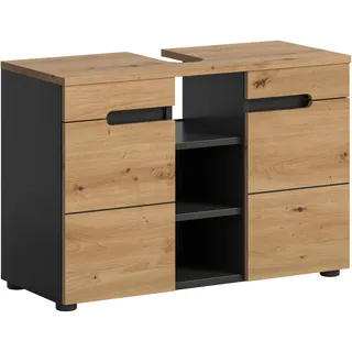 WELLTIME Waschbeckenunterschrank »REHAT, Breite 63 cm, 2 Türen, Einlegeboden, mit Siphonausschnitt« Soft-Close-Funktion, eingefasste Griffaussparung in der Front,