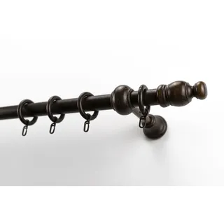 GARESA »NOVA« braun (nussbaum), L:100cm Ø:28mm, Holzwerkstoff, Gardinenstangen, Gardinenstange, Vorhanggarnitur Holz, verlängerbar, Wandmont.,mit Ringe/2 Lauf Gleiter,