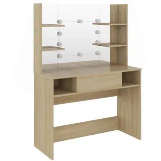 vidaXL Schminktisch mit LED-Beleuchtung 100x40x135 cm MDF Eiche-Optik - Braun