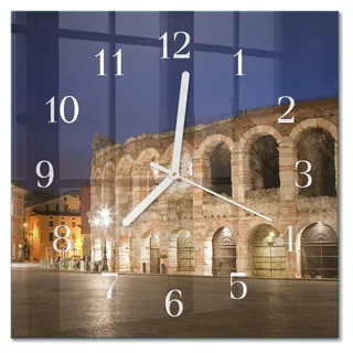 Tulup Glasuhr Wanduhr Küchenuhr Echt-Glas 30x30 cm Modern Dekorativ Geräuschlos Weiße Zeiger - Nachtlicht