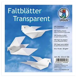 Ursus Transparentpapier Faltblätter 14 x 14 cm 100 Blatt 42 g