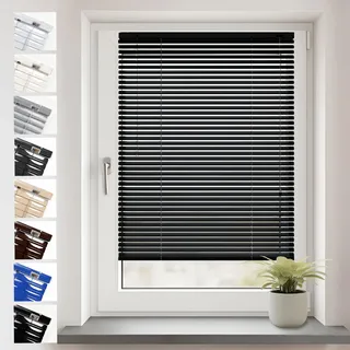 Sonello Aluminium Jalousien Fenster Ohne Bohren 40x100cm Schwarz Klemmfix | Blickdicht, Sichtschutz, Sonnenschutz für Fenster/Türen, Schalosien, Montage mit und ohne Bohren, Jalousien mit Klemmklips