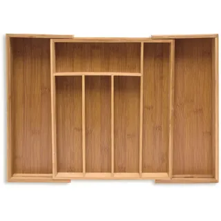 Relaxdays Besteckkasten , Hellbraun , Holz, Holzwerkstoff , 39x5.5x35.5 cm , Küchenzubehör, Küchenhelfer, Besteckeinsätze