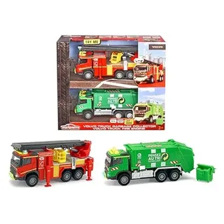 Majorette - Premium-Kollektion – Grand Serie – LKW Feuerwehrleiter Volvo + Müllwagen – 2137430001SM