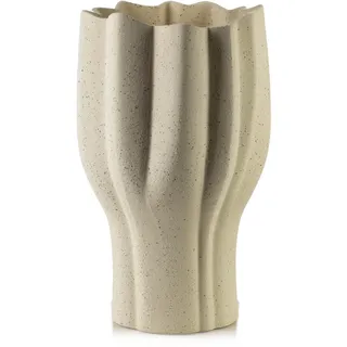 Mondex Vase Manon 19/32 cm Poliresin , Beige , Kunststoff , 32 cm , Dekoration, Vasen, Keramikvasen