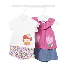MAYORAL Baby Set 4-teilig T-Shirts und Shorts pink | 68