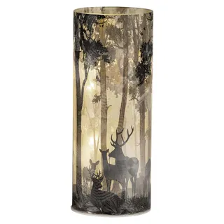 formano LED Deko Licht Winterdeko Leuchtglas mit Hirschmotiv mattes Glas 20 cm