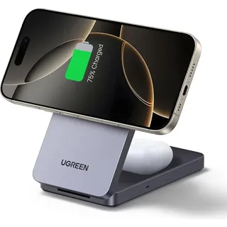 UGREEN 2-in-1 Magnetic Wireless Charger Grey