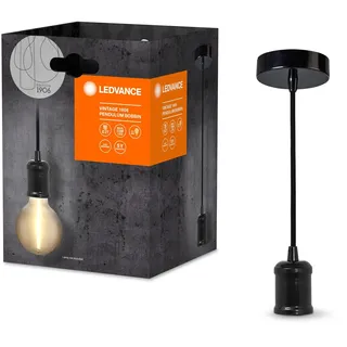 LEDVANCE Vintage 1906® Pendelleuchte BOBBIN E27, schwarz, max. 25W (LED 15W), E27 Sockel, runder Baldachin, Innenraum-Pendelleuchte, Kombination mit 1906 Vintage- oder smarten Lampen