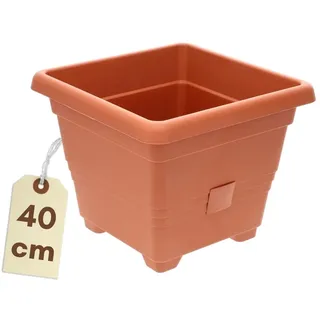 GarPet Pflanzkübel Groß Außen Pflanzkübel Rechteckig Blumenkübel Groß Blumenkübel Outdoor Balkon Kübel Blumentopf mit Bewässerungssystem Blumenkasten 40 Terrakotta