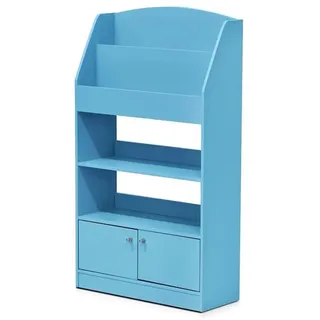 Furinno Magazin/Bücherregal mit Spielzeugschrank für Kinder, holz, Hellblau, 24 x 24 x 110.01 cm