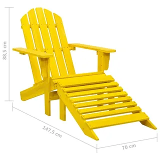 vidaXL Adirondack-Gartenstuhl mit Fußstütze 70 x 147,5 x 88,5 cm gelb