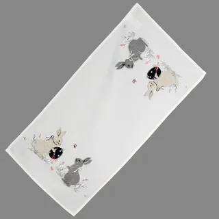 Raebel OHG Tischläufer 40 x 85 cm mit Stickerei Osterhasen in weiß Ostern Frühling
