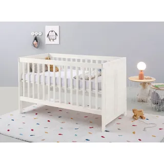 LÜTTENHÜTT Babybett »Indra, Schlupfsprossen, 4-fach verstellbare Liegehöhe,«, FSC® zertifiziertes Massivholz, Landhausstil mit tollen Details, weiß