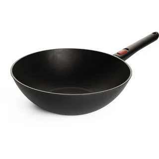 Woll Eco Lite QXR Wok- und Rührpfanne - Induktiv - Ø 30 cm, 10 cm hoch, mit abnehmbarem Stiel - Geeignet für alle Herdarten, PFAS-frei,100% recyceltes Aluminium, backofenfest, schwarz