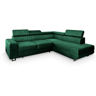 masseno Ecksofa mit Schlaffunktion Nola , grün , Maße (cm): B: 253 H: 88