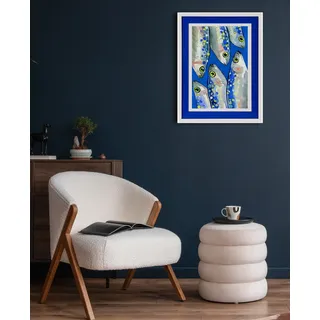 queence Bild mit Rahmen »Fische, Fischbild, blau, blautöne« Kunst   Tiere   Wassertiere 1 Stk. tlg. Poster mit buntem Acrylglas Passepartout, blau