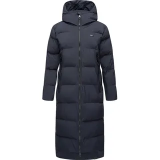 Ragwear Damen Wintermantel warmer wasserdichter und atmungsaktiver Steppmantel extralang mit Kapuze Patrise YOUMODO Navy24 Gr. M - M