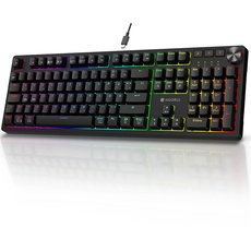 KOORUI Gaming Tastatur, Mechanisch Tastatur QWERTZ Deutsches Layout 104 Tasten 26 RGB Hinterleuchtet Kabelgebunden Gaming Keyboard für Windows MacOS Linux-Brauner Schalter