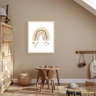 Lüttenhütt Bild mit Rahmen »oder Poster, Bunter Regenbogen mit Herzen« Fantasy   Herz   Herzen   Regenbogen 1 Stk. tlg. HD Premium Druck, bunt