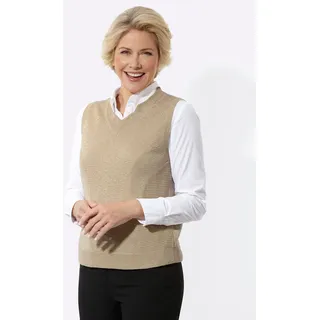 Pullunder CLASSIC "Pullunder", Damen, Gr. 44, beige (sand, goldfarben, meliert), 87% Polyacryl, 8% Polyester, 5% metallisierte Fasern, meliert, Pullover Pullunder
