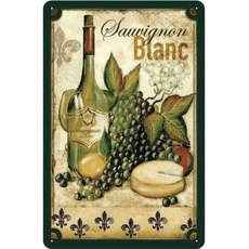 Blechschild 18x12 cm - Kunst Stillleben Sauvignon Blanc Wein