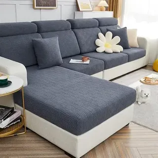 TOPCHANCES Sofa Sitzkissenbezüge - Universal Stretch Sofa Schonbezüge Couch Sitzbezug L-Form, Weich Sofasitzbezug Couch Chaiselüberzüge, Sofa Kissenschutz Bezüge (Dunkler Marinekeks)