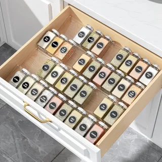 MIUKAA Gewürzschubladen-Organizer aus transparentem Acryl, 4 Etagen, 2 Set, Küche, Gewürzregal für Schubladen/Arbeitsplatte (Gläser nicht im Lieferumfang enthalten)