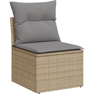 vidaXL Gartensofa ohne Armlehnen mit Kissen Beige Poly Rattan - Beige