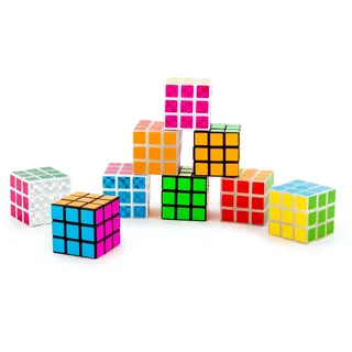 TRENDHAUS 406750 - Mini Zauberwürfel Set, 9 Stück, Magische Würfel, je 3 x 3 x 3 cm, Speedcube als Mitgebsel für Kindergeburtstag