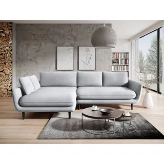 DOMO-HOME Ecksofa mit Schlaffunktion SOLANO – Elegantes Skandinavisches Ecksofa 260x167cm| Bettkasten und Holzbeinen für Komfort und Stil | Hochwertigen Materialien | Farbe weiß | Links - Weiß
