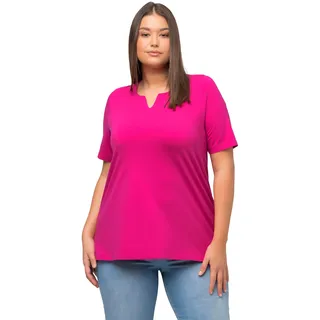 Ulla Popken Damen große Größen Übergrößen Plus Size T-Shirt, A-Linie, Tunika-Ausschnitt, Halbarm Fuchsia pink 58+ 807259815-58+