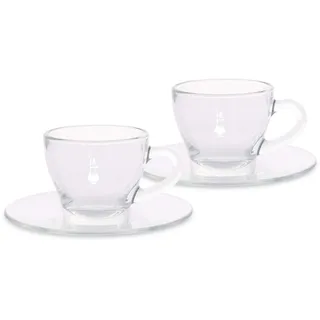Bialetti Set 2 Glas Tazzine Espresso Istituzionali (con Piattino), Vetro, 2 unità, Durchsichtig