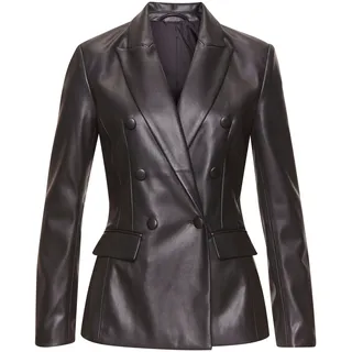 LASCANA Lederimitat-Blazer mit Reverskragen, taillierter Damenblazer, Business-Look, schwarz