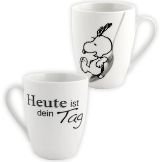 The Peanuts Tasse Snoopy - Heute ist dein Tag Kaffeetasse Becher Kaffeebecher Weiß aus Porzellan 280 ml