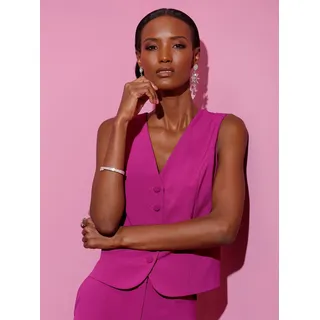 Kurzweste CREATION L, Damen, Gr. 48, pink (magenta), 63% Polyester, 34% Viskose, 3% Elasthan, unifarben, Westen Kurzweste