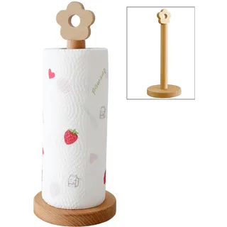 Küchenrollenhalter Stehend, Küchenpapierhalter Holz Küchenrolle Halter für Standard und Größe Rollen, Papierrollenhalter Holz Stehend für Küche und Esstisch, Heimdekoration Arbeitsplatte Organisation