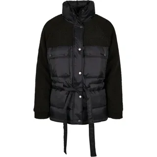 URBAN CLASSICS Ladies Sherpa Mix Puffer Jacket Black