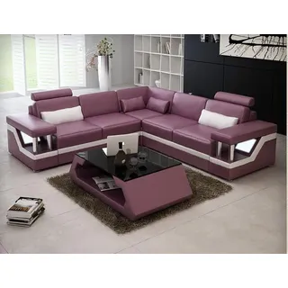 XXL Ledersofa mit USB Garnitur Wohnlandschaft Eckcouch Leder Ecksofa HAMBURG II
