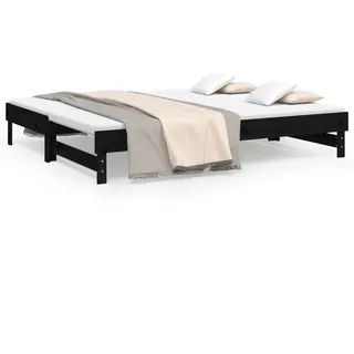 vidaXL Tagesbett Ausziehbar Schwarz 2x(100x200) cm Massivholz Kiefer