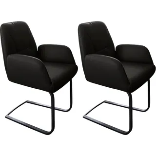 W.Schillig Freischwinger Leder schwarz 2er Set