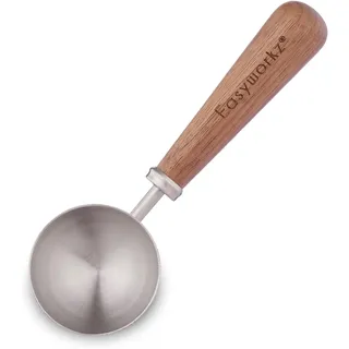 Easyworkz Retro Kaffeelöffel aus Edelstahl mit schwarzem Walnuss-Griff 10 g, Messlöffel, für Kaffeebohnen oder Tee, silber