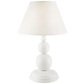 Wohnliche Tischleuchte Weiß Stoff Metall Landhaus E27 Nachttischlampe MADISYN