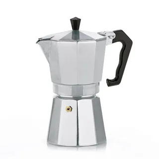 Kela Espressokocher für 6 Tassen, Espressokanne 300ml, Kaffeekocher Aluminium, ITALIA, Espressomaschine für Herdplatte, alle Herdarten außer Induktion, silber matt