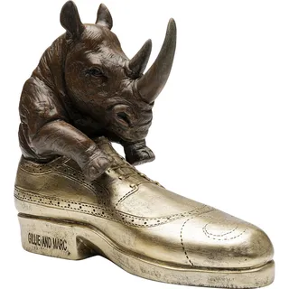Kare Design Deko Figur Rhino Shoe Fetish, Gold/Schwarz, Nashorn, handbemalt, Unikat, Tier Design, Deko Objekt fürs Wohnzimmer, für Regale, Geschenkidee, 24x28x10,5 cm (H/B/T)
