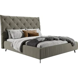 Home affaire Polsterbett »Maxime, in 4 Breiten bis 200cm, auch in Leder« Kopfteilhöhe 143 cm, belastbar bis 280 kg, auch in Überlänge 220cm, grau