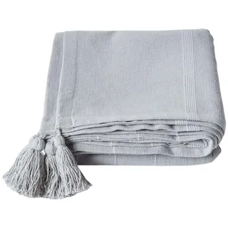 Homescapes Überwurf Rajput 225/255 cm, 100% Baumwolle , Hellgrau , Textil , Uni , Rechteckig , 225x255 cm , Oeko-Tex® , Heimtextilien, Bettwäsche & Leintücher, Tagesdecken