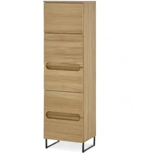 SLIEMA Badezimmer Kommode in Eiche teil-massiv FSC-zertifiziert - Badezimmerschrank Bad Schrank mit viel Stauraum - 40 x 134 x 32 cm (B/H/T)